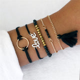 NEWBUY 23 Style Mix Turtle Heart Pearl Wave LOVE Crystal Marble Charm Bracelets for Women Boho Tassel Bracelet Femme Bijoux